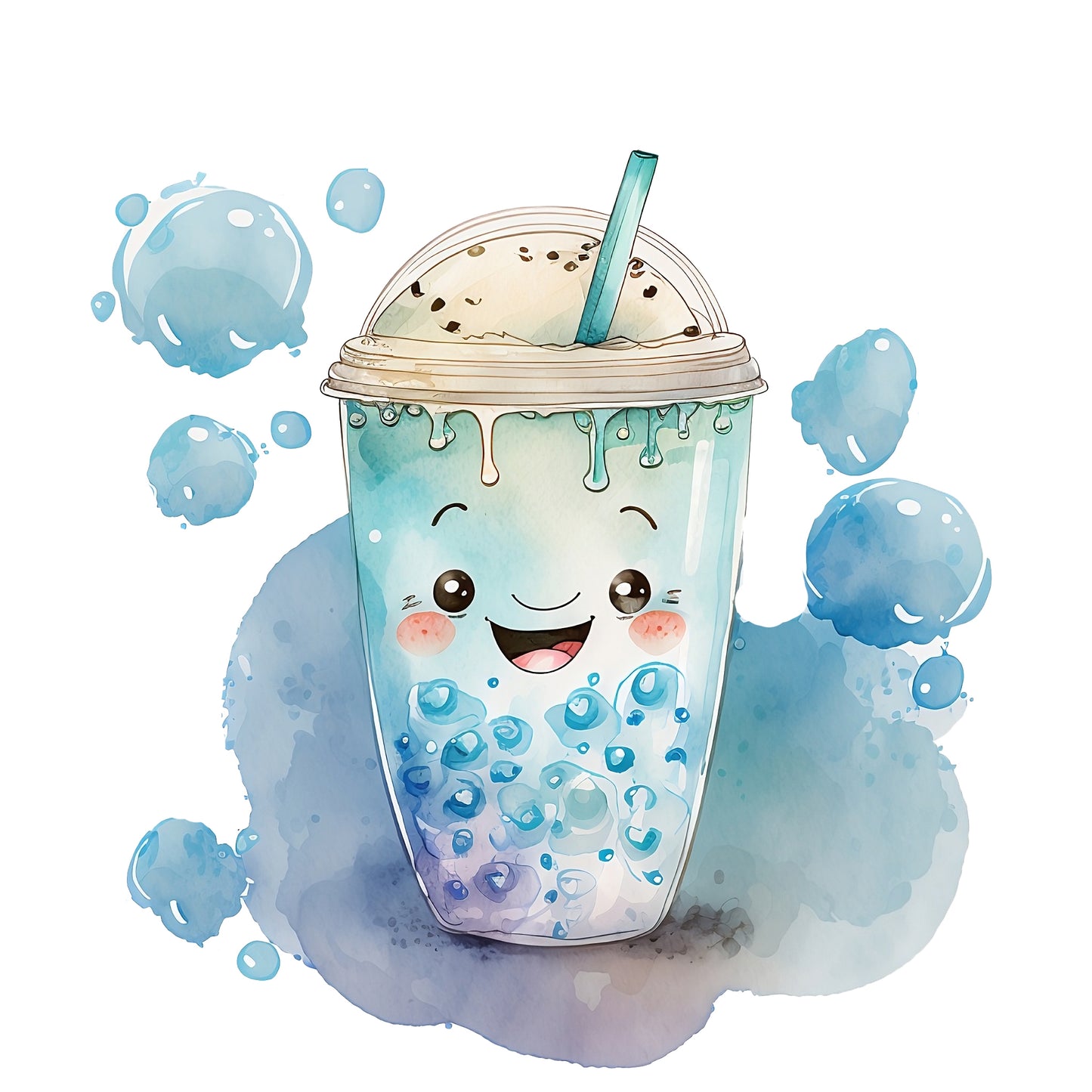 Bügelbild Bubble Tea Blau
