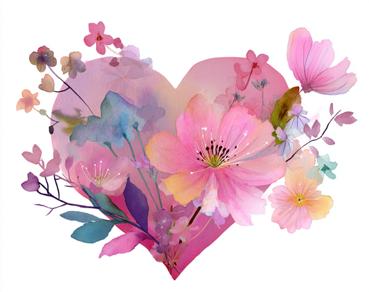 Bügelbild Blumenherz