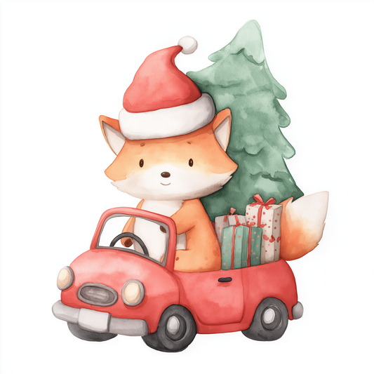 Bügelbild Fuchs im Auto