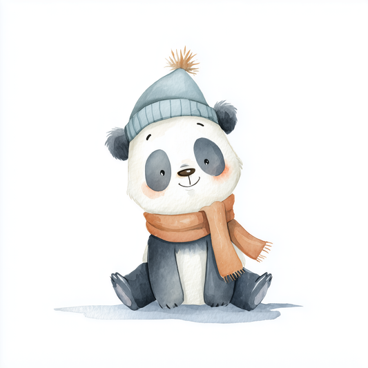 Bügelbild Panda Winter