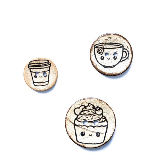 Set Kokosknopf Kaffee Zeit 20-30 mm