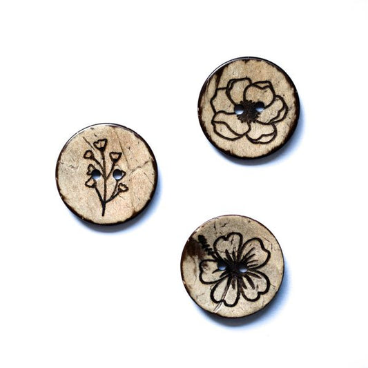 Set Kokosknopf Blumen Mix 25 mm