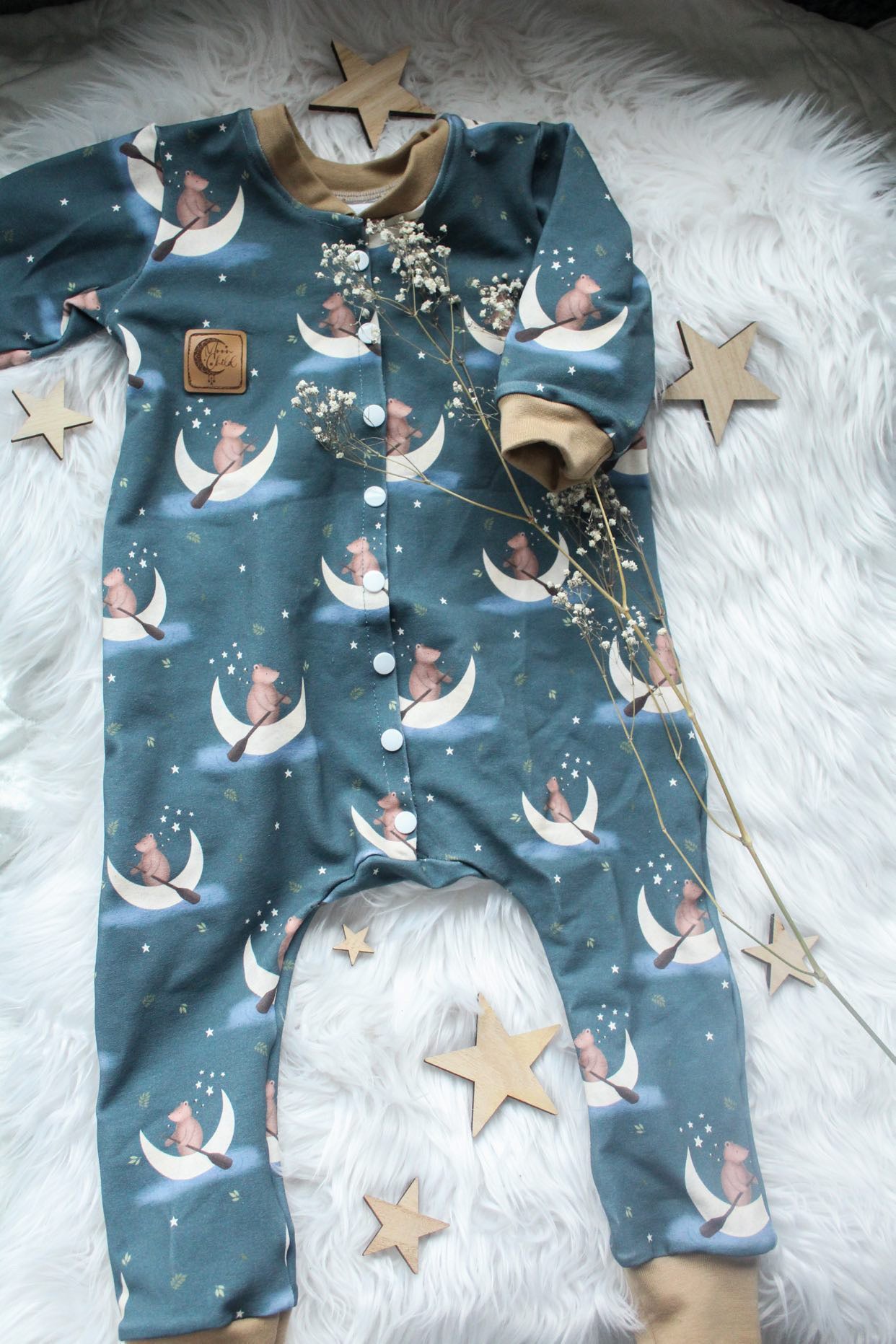 Kunstleder Patch mit Moon Child