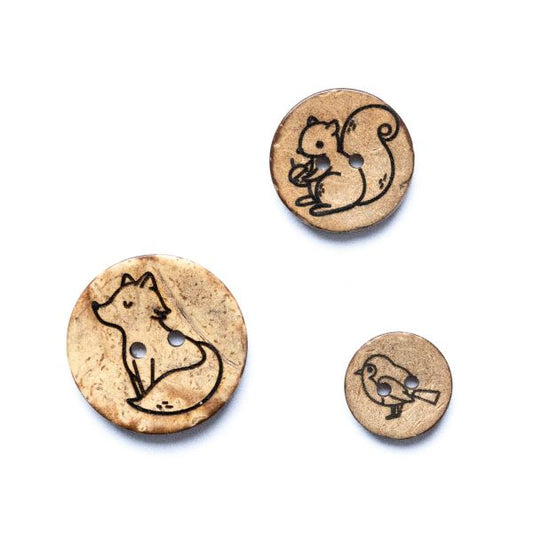 Set Kokosknopf Waldtiere 15-25 mm