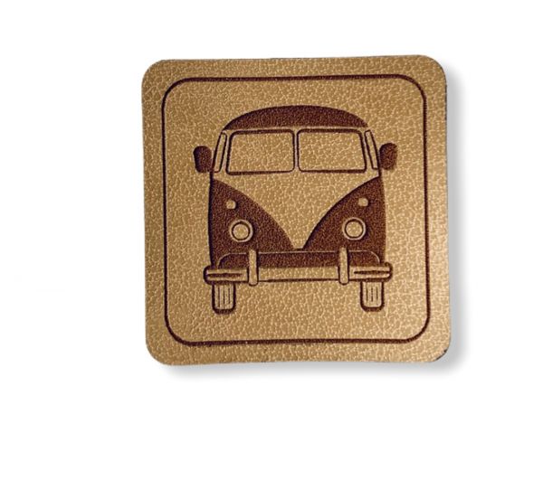 Kunstleder Patch mit Bulli Bus