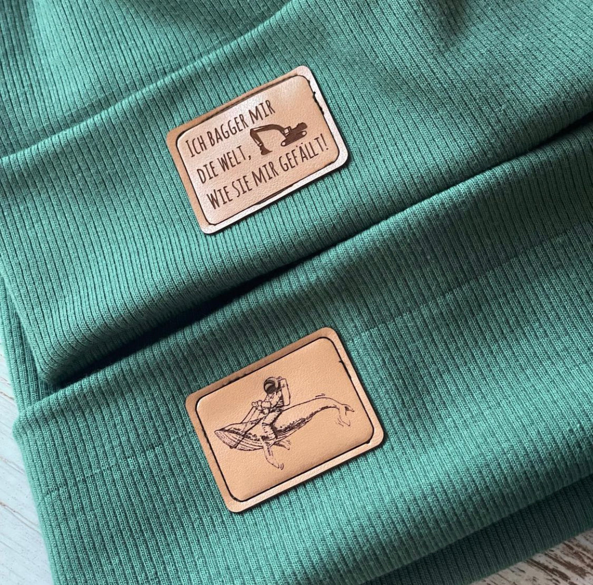 Kunstleder Patch mit Ich bagger mir die Welt, wie sie mir gefällt