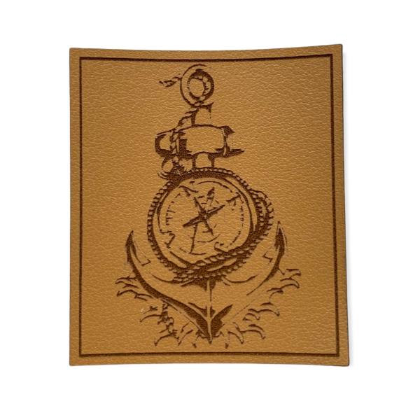 Kunstleder Patch Anker mit Kompass