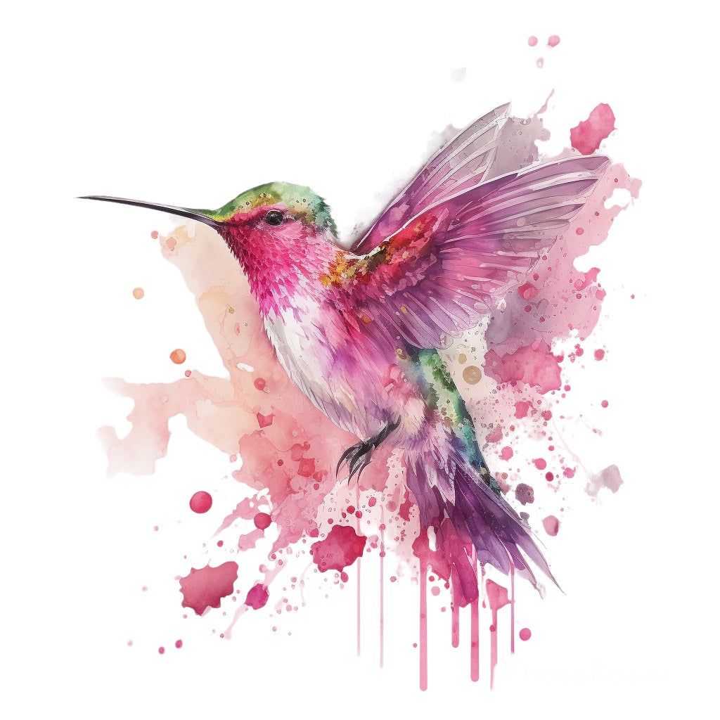 Bügelbild Pink Kolibri