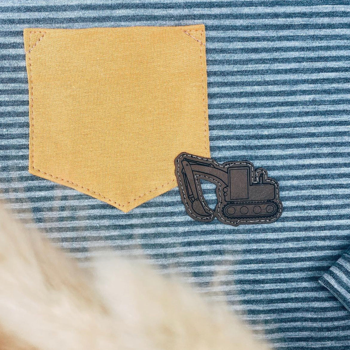 Kunstleder Patch Bagger Baustelle Fahrzeug
