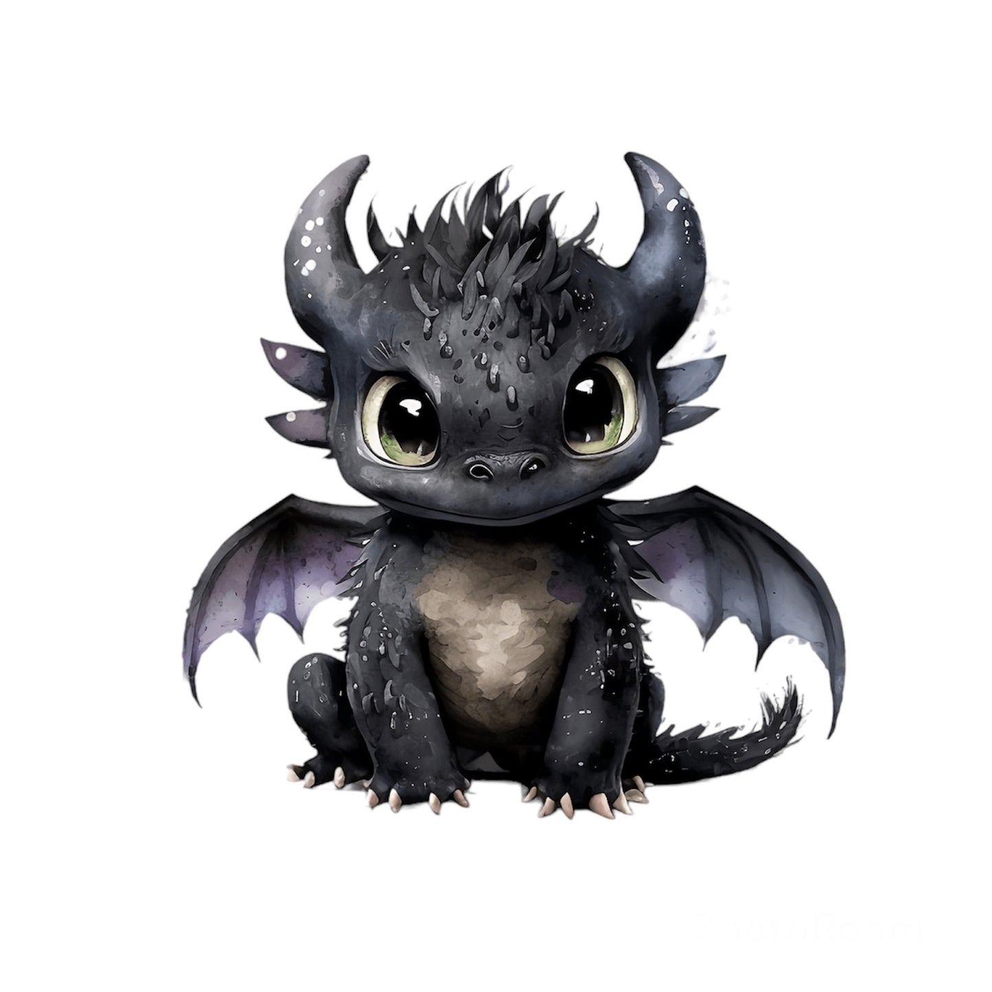 Bügelbild Babydrache Schwarz