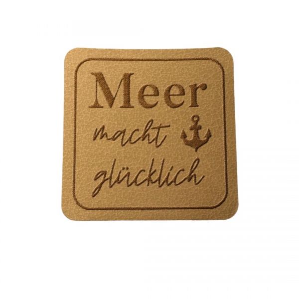 Kunstleder Patch mit Meer macht glücklich
