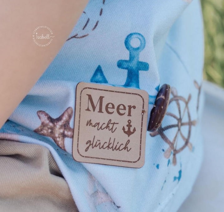 Kunstleder Patch mit Meer macht glücklich