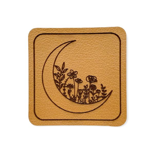 Kunstleder Patch Moon flowers