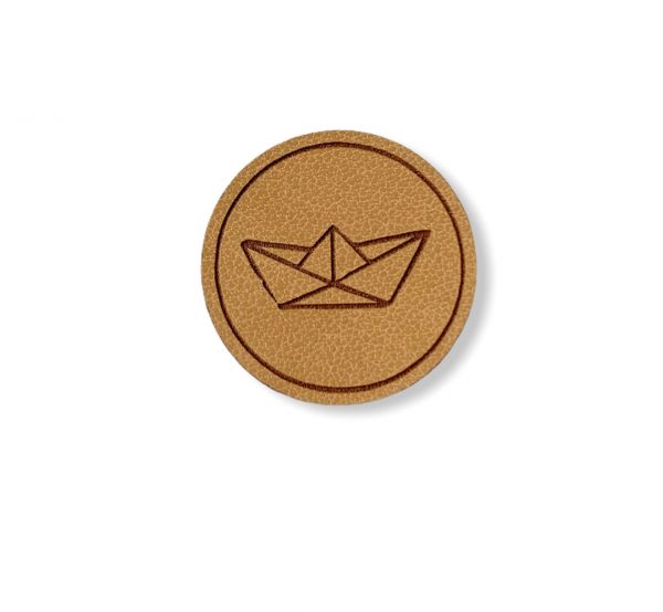 Kunstleder Patch mit Papierboot