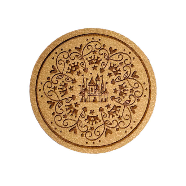 Kunstleder Patch Schloss mit Kronen