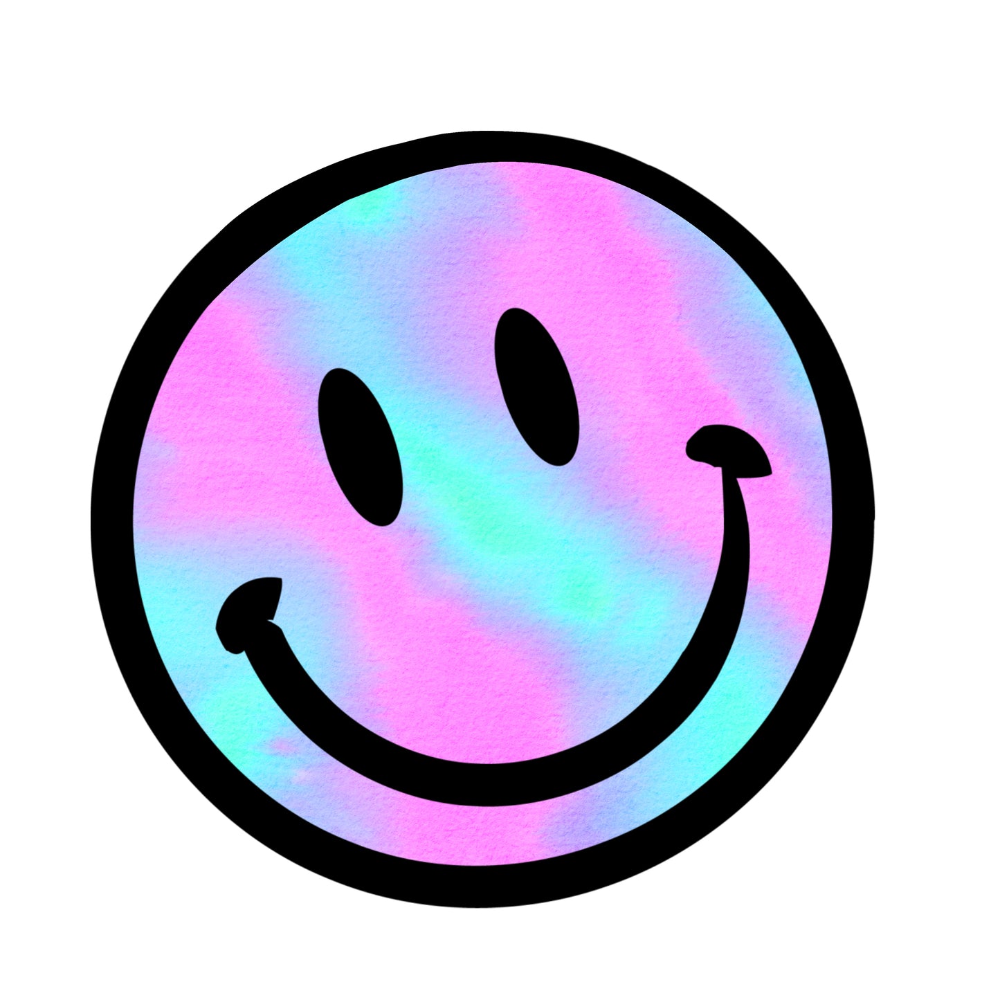 Bügelbild Smiley Pink/Blau