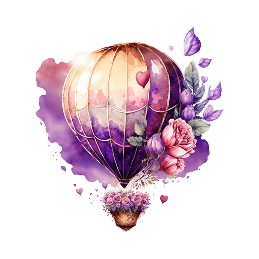 Bügelbild Lila Heißluftballon