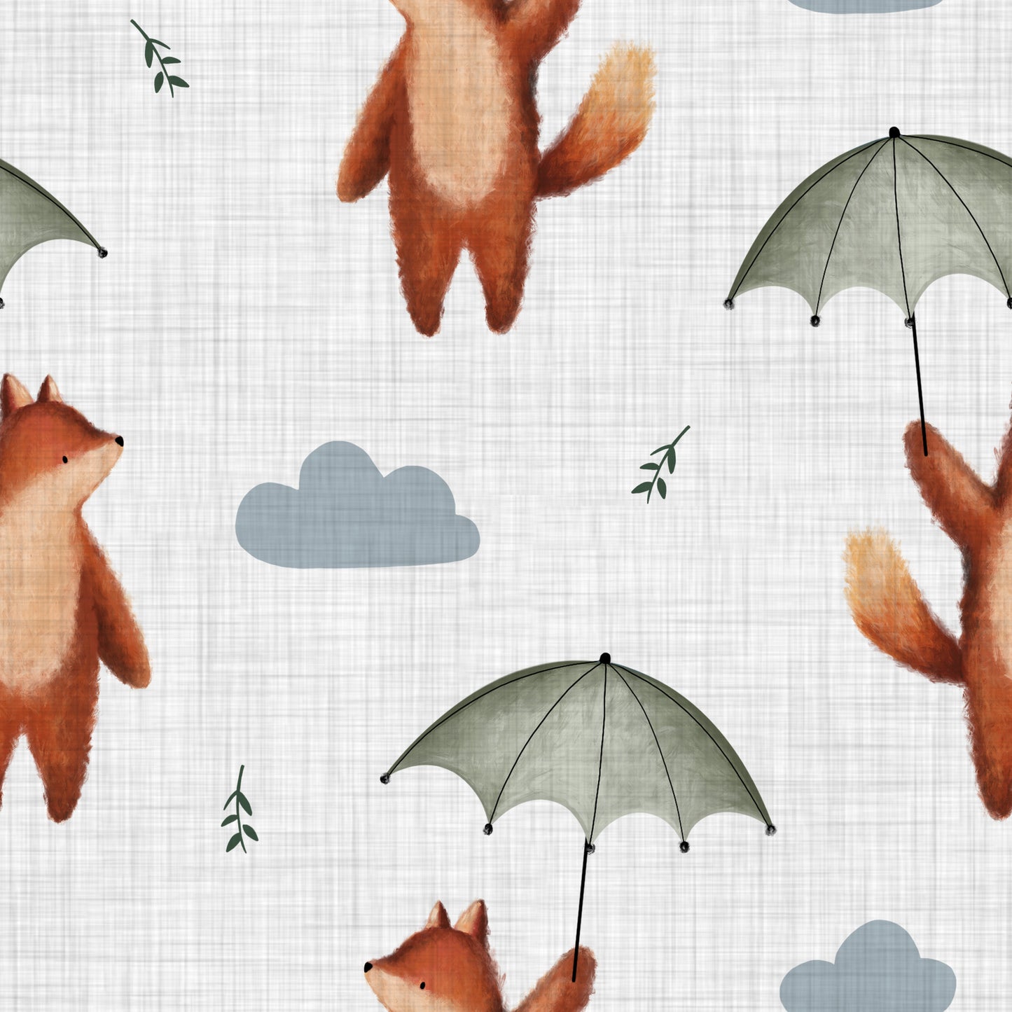 Fuchs mit Regenschirm