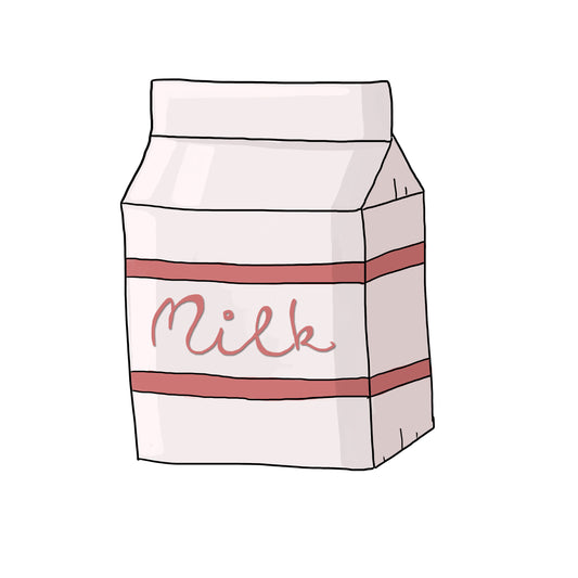 Bügelbild Milchkarton Rot
