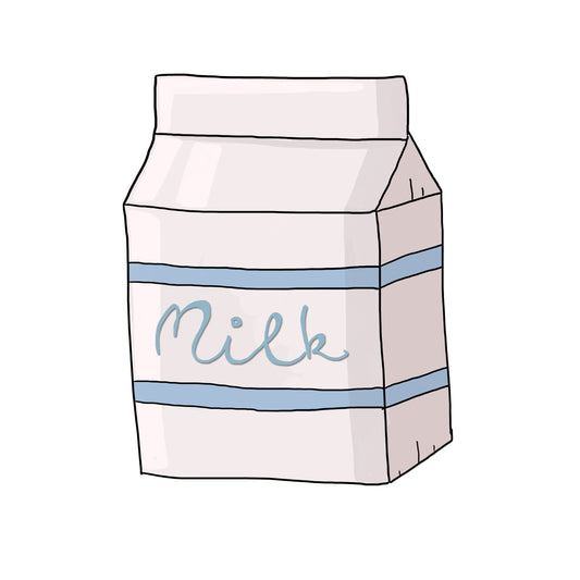 Bügelbild Milchkarton Blau