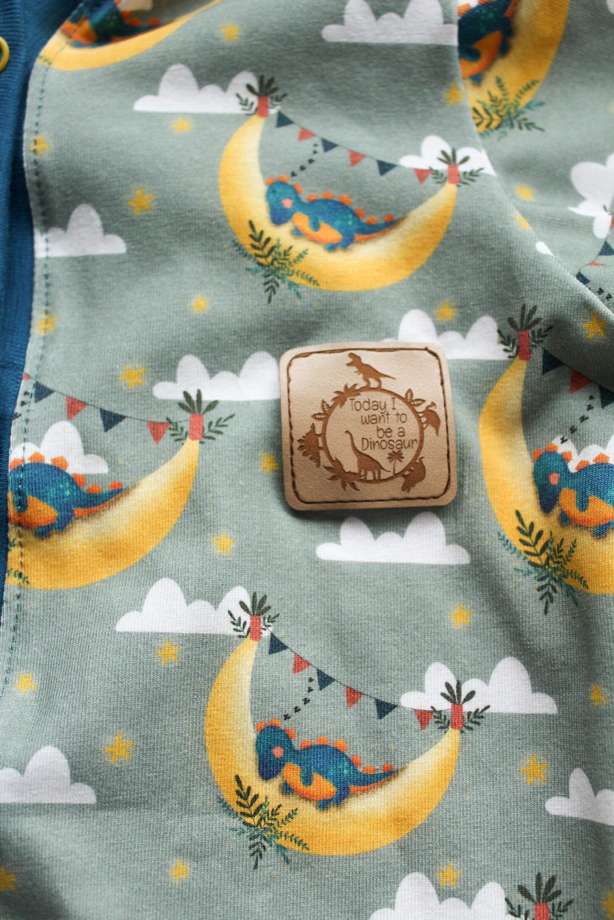 Kunstleder Patch mit I want to be a dinosaur