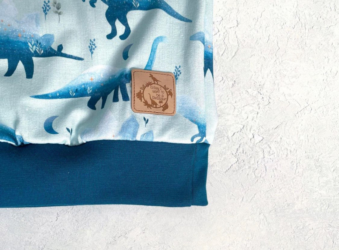 Kunstleder Patch mit I want to be a dinosaur