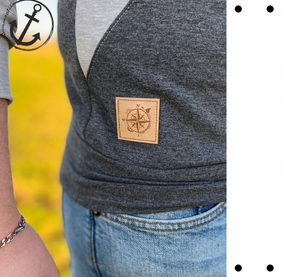 Kunstleder Patch mit Kompass Reise