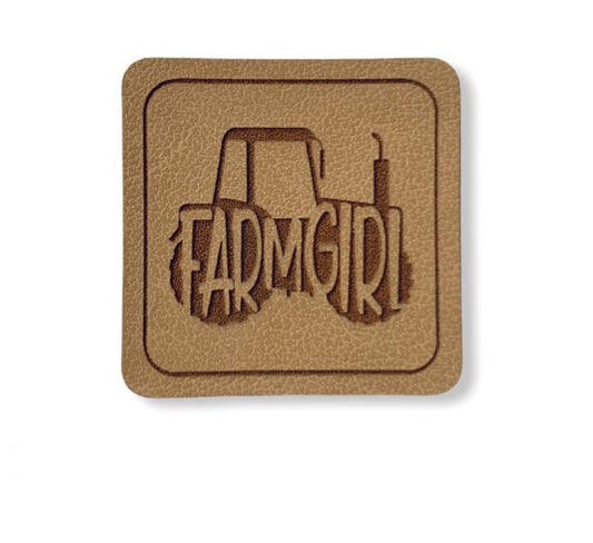Kunstleder Patch mit Traktor Farm Girl