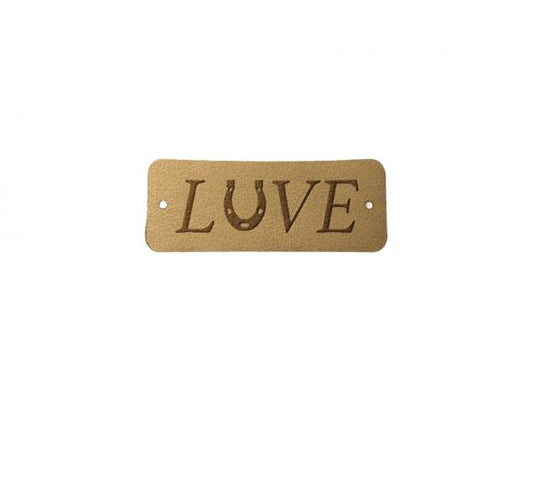 Kunstleder Patch mit LOVE Hufeisen Pferde