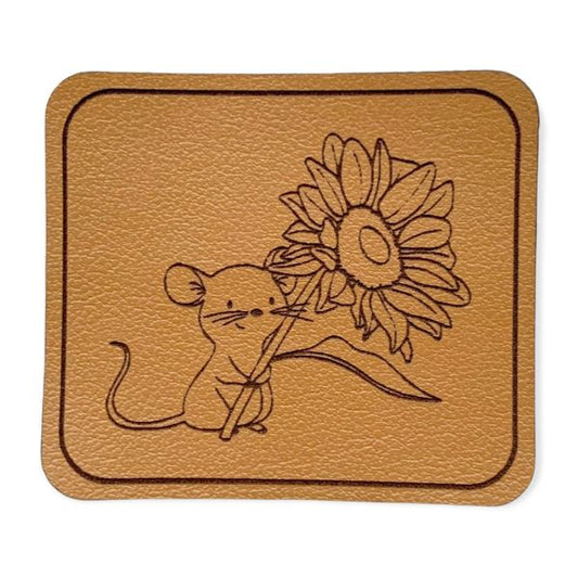 Kunstleder Patch Maus mit Blume