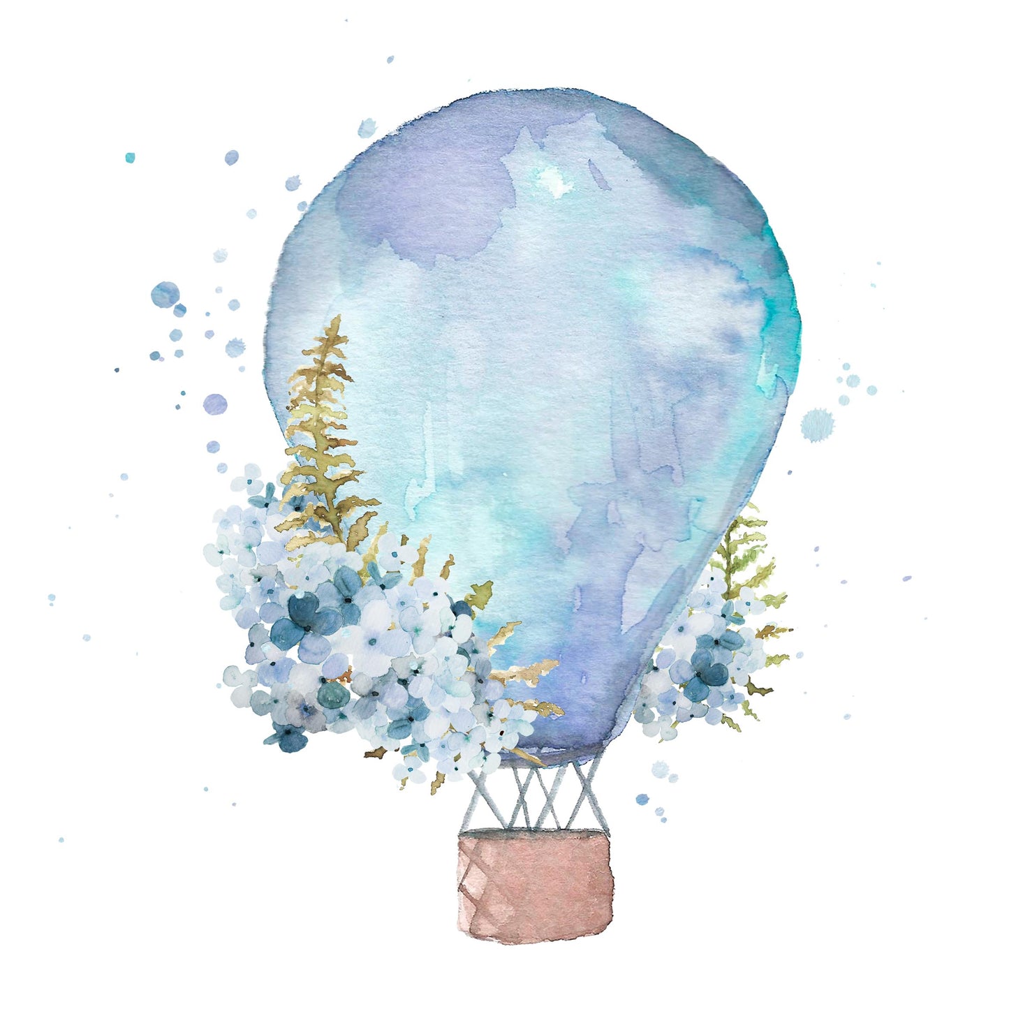 Bügelbild Heißluftballon Blau