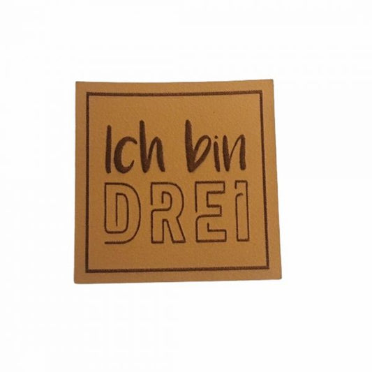 Kunstleder Patch mit Ich bin Drei