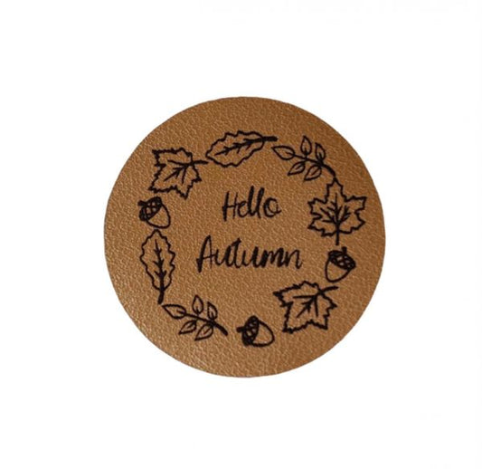 Kunstleder Patch mit Hello Autumn
