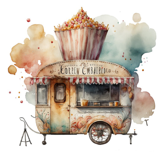 Bügelbild Popcornwagen
