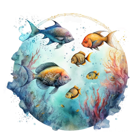 Bügelbild Fischwelt