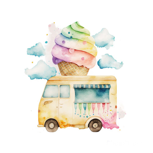 Bügelbild Ice Cream Car