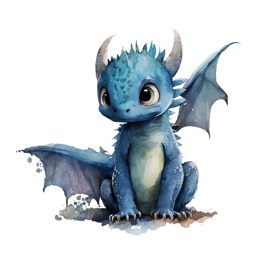 Bügelbild Babydrache Blau