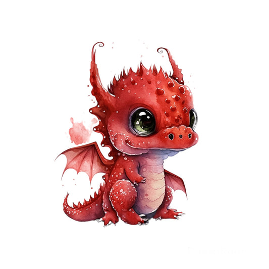 Bügelbild Babydrache Rot