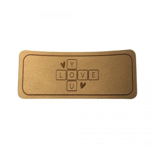 Kunstleder Patch mit Scrabble Love you