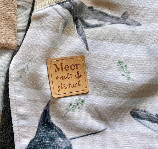 Kunstleder Patch mit Meer macht glücklich