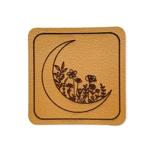 Kunstleder Patch Moon flowers