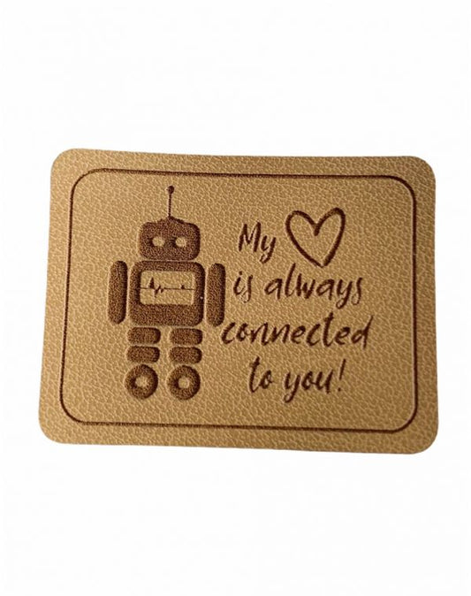 Kunstleder Patch mit connected heart Roboter