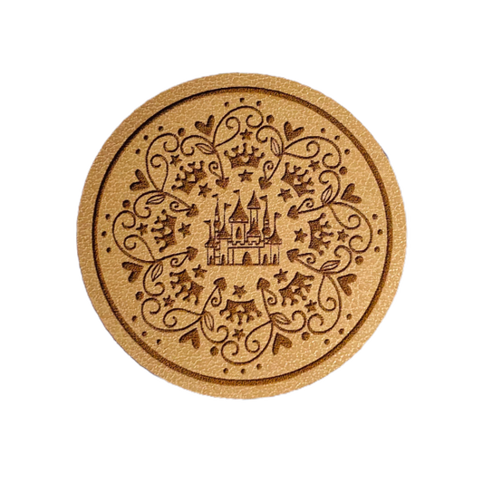 Kunstleder Patch Schloss mit Kronen