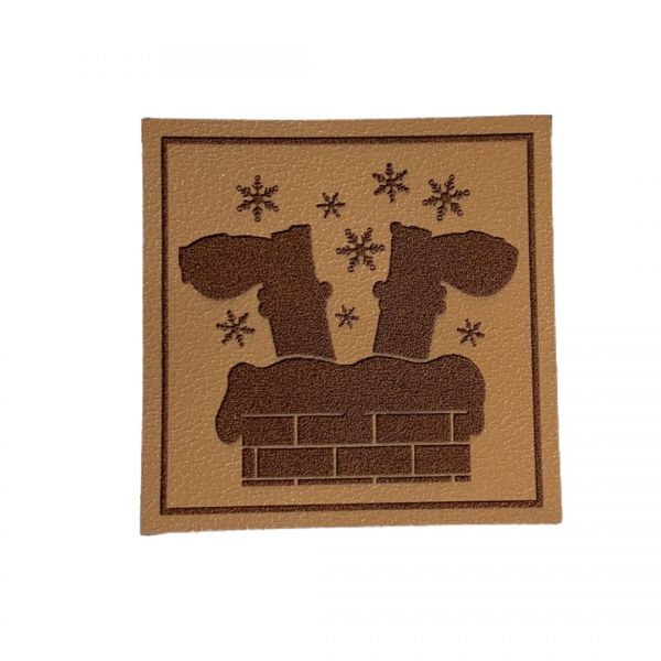 Kunstleder Patch Weihnachtsmann im Kamin