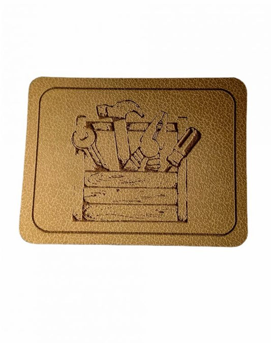 Kunstleder Patch mit Werkzeugkiste